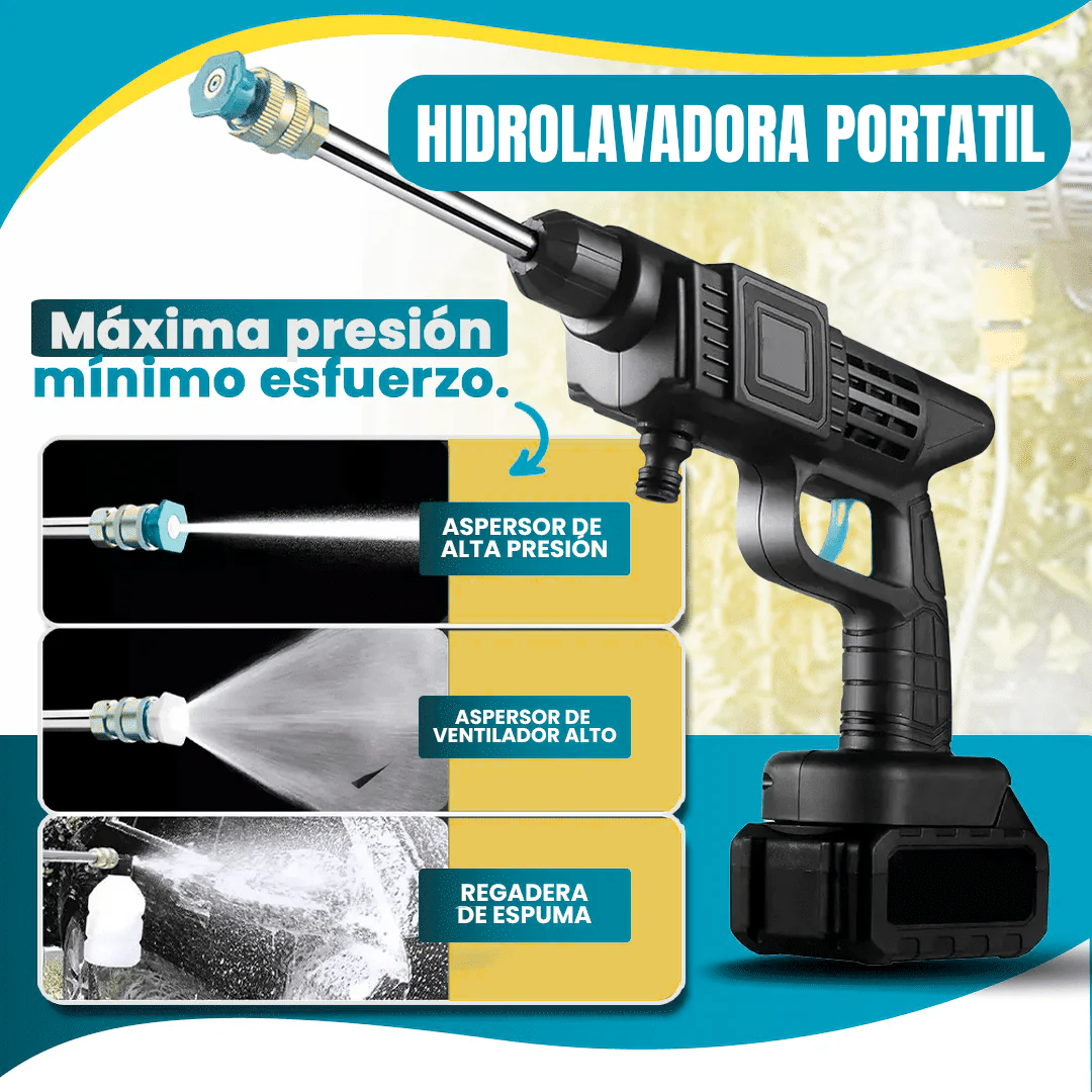 HYDROFORCE™ Hidrolavadora a presión portátil + 2 Baterías + Aspirador de coche de regalo